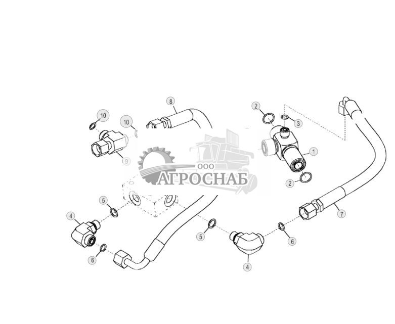 Трубопроводы клапана опускания груза (ЭГ управление, стандартное) ( - 194401) - ST1582 220.jpg